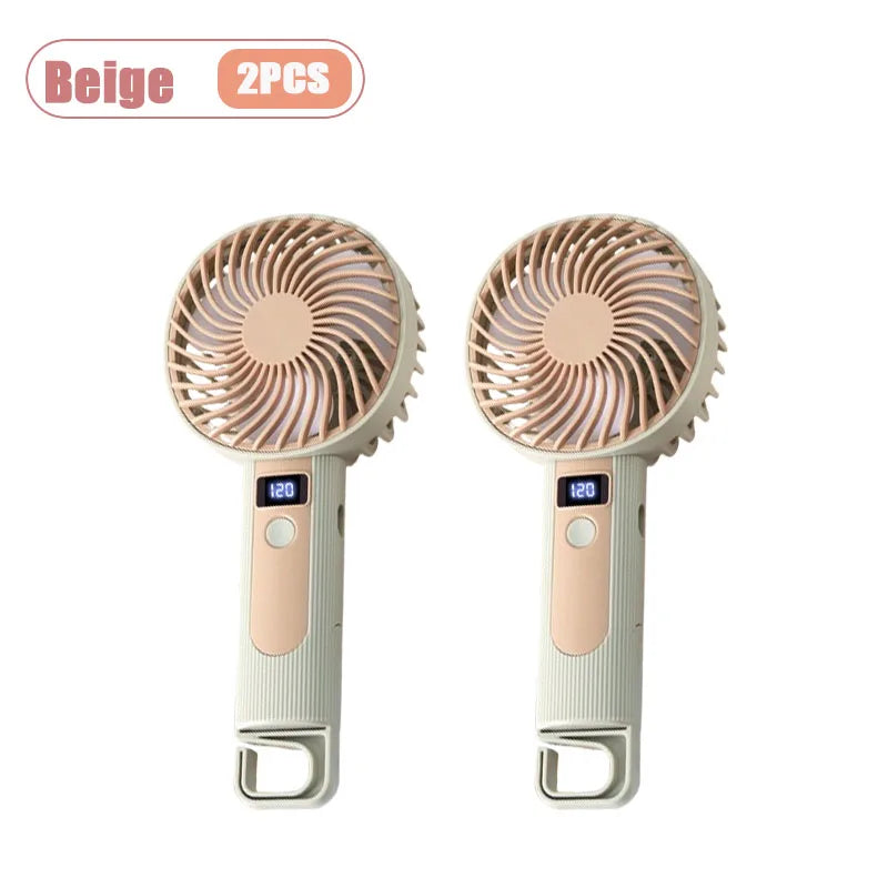120-Speed Portable Handheld Fan | USB Rechargeable & Digital Display