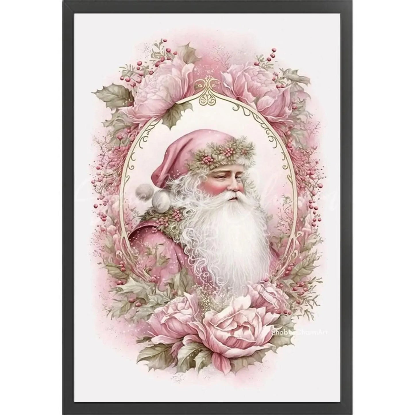 Full Embroidery cotton Thread 14CT Printed Pink Santa Cross Stitch 45x65cm Peaceful Pleasures Health and Wellness