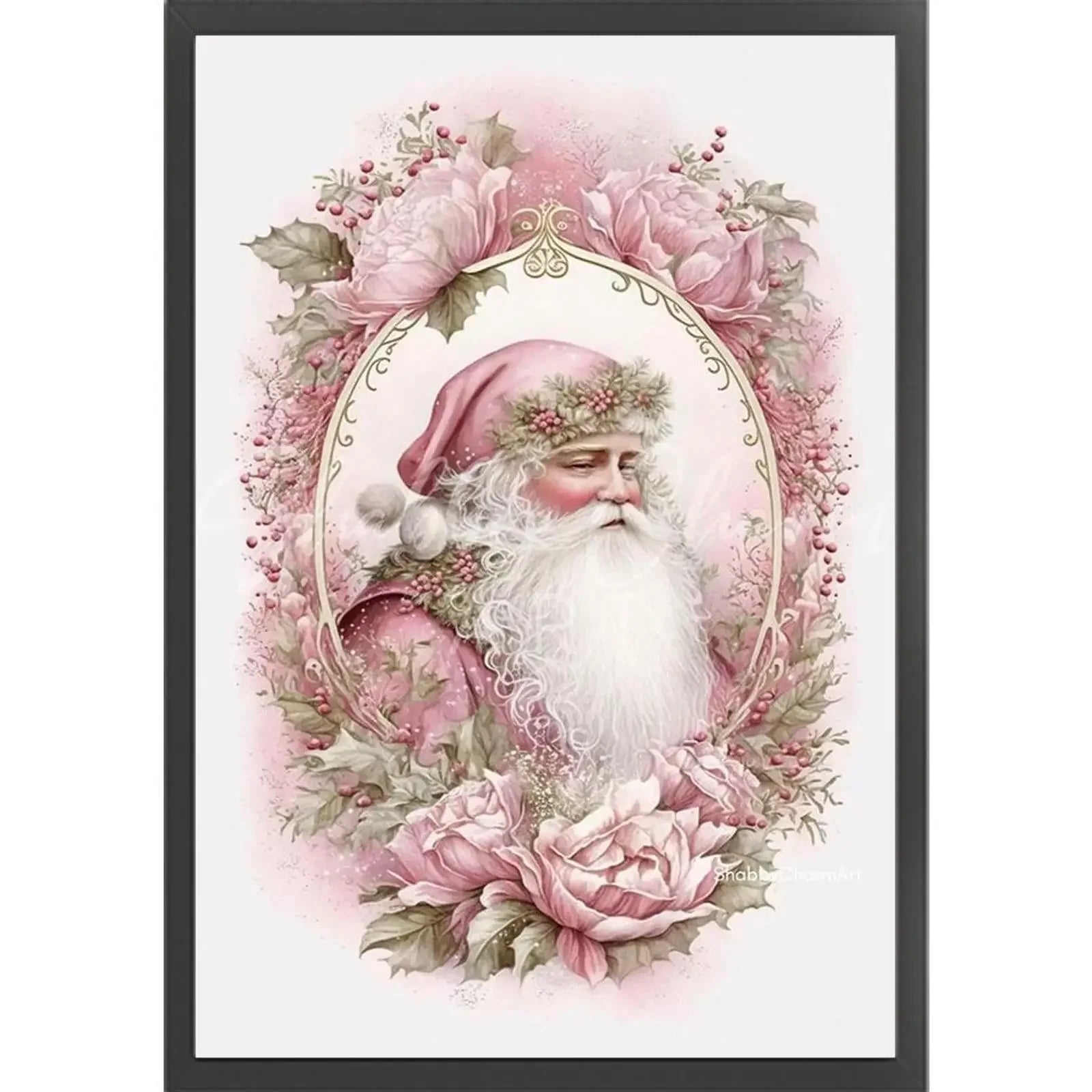 Full Embroidery cotton Thread 14CT Printed Pink Santa Cross Stitch 45x65cm Peaceful Pleasures Health and Wellness