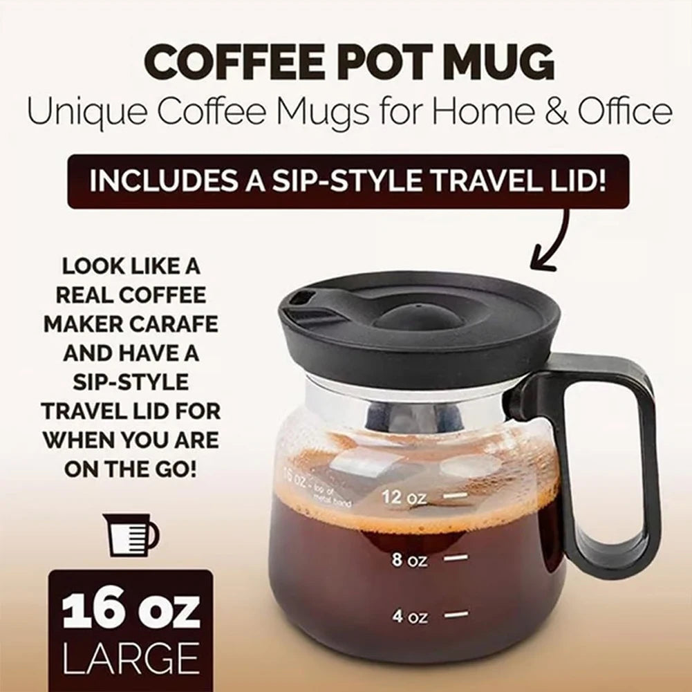 Coffee Pots Shaped Coffee Mug Large Capacity Unique Glass Coffee Pots Mug Office Present for Coffee Lovers Drinks Mug for Office Peaceful Pleasures Health and Wellness