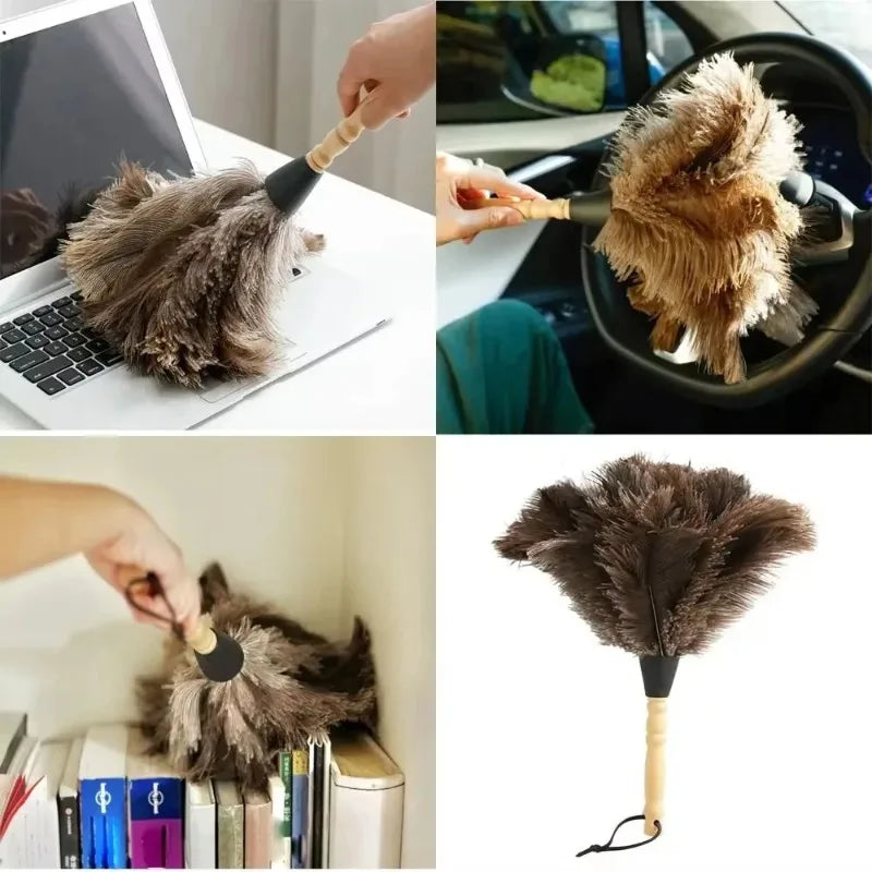 Ostrich Feather Duster Wooden Handle – Anti-Static Cleaning Feather Duster Peaceful Pleasures Health and Wellness