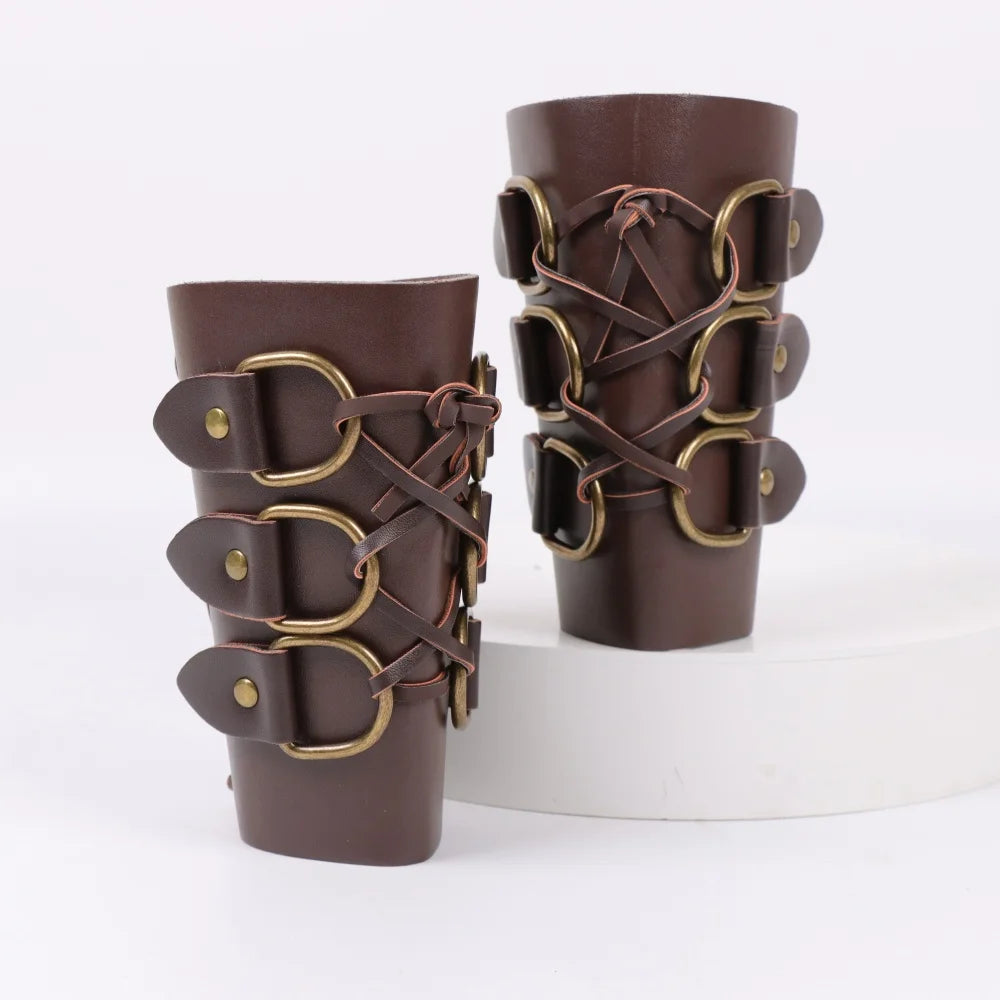 Medieval Archery Leather Long Gloves Steampunk Armor Cuff Warrior
