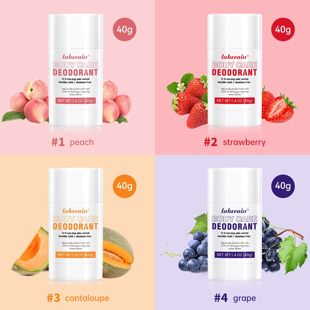 Lakerain Body Care Deodorant Long-Term Odor Control Natural Ingredients Aluminum-Free Sweet Fruity Aroma Full Body Deodorant Peaceful Pleasures Health and Wellness