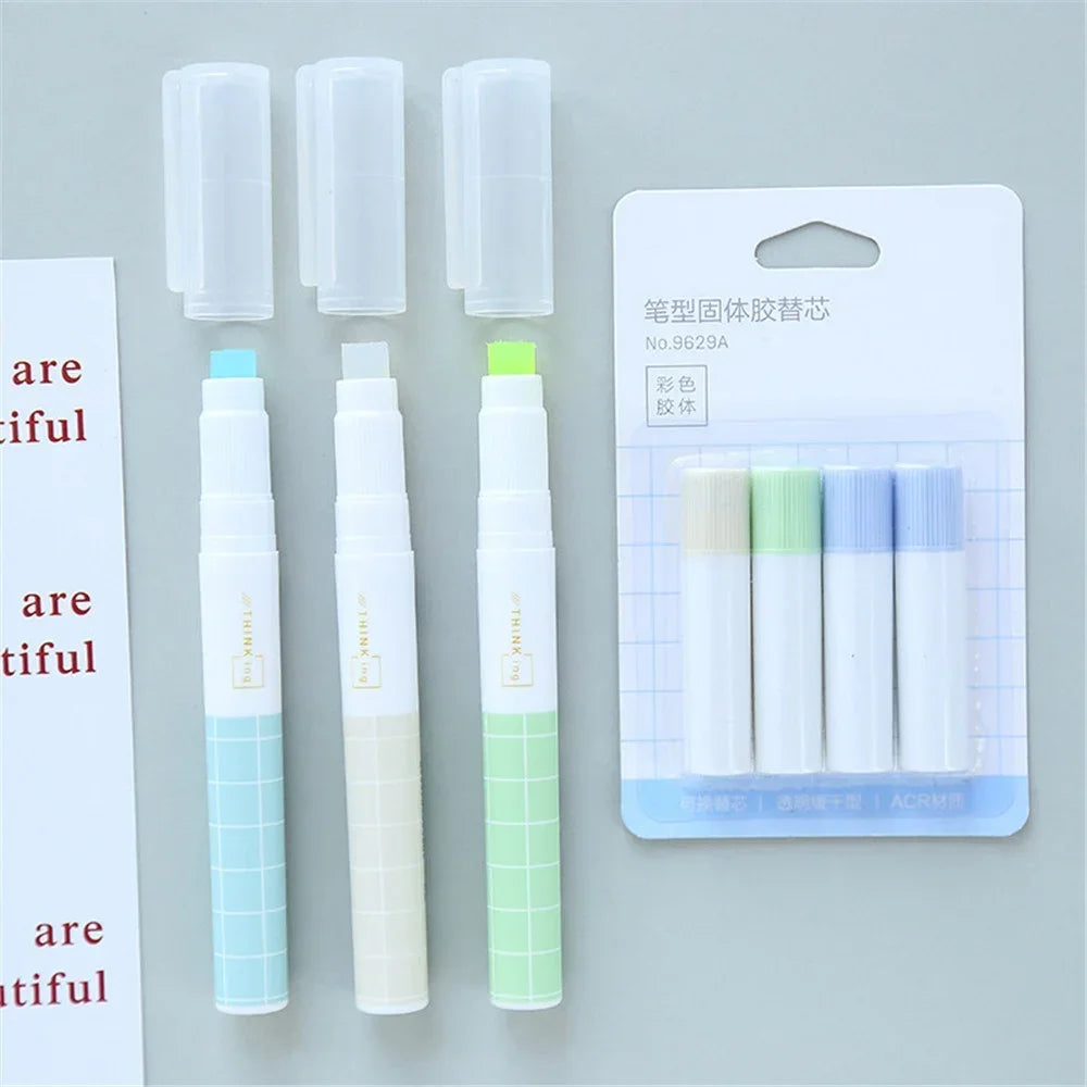 Pen Refillable Solid Glue Stick Quick Drying Strong Adhesive Nontoxic