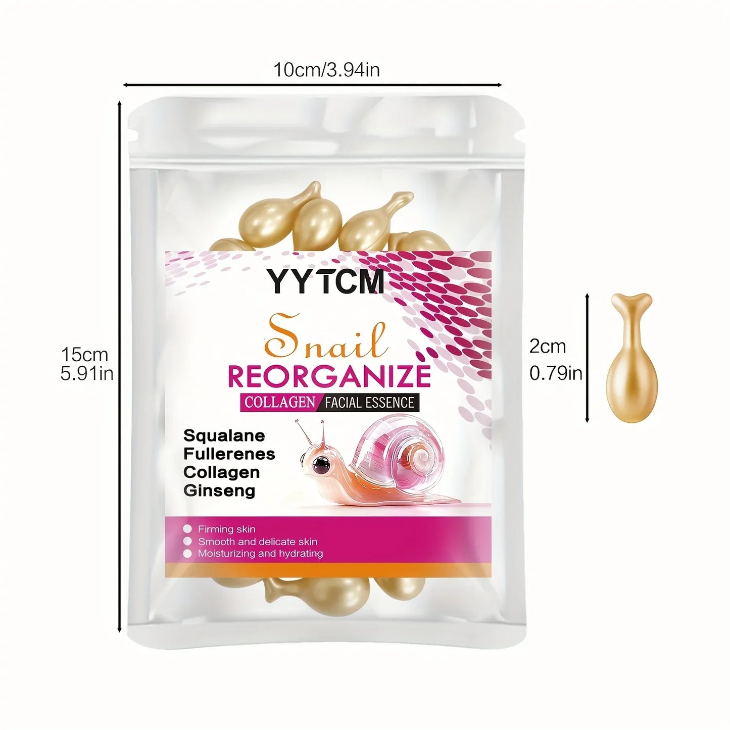 Snail Collagen Essence Capsules – Squalane & Ginseng | 30ct
