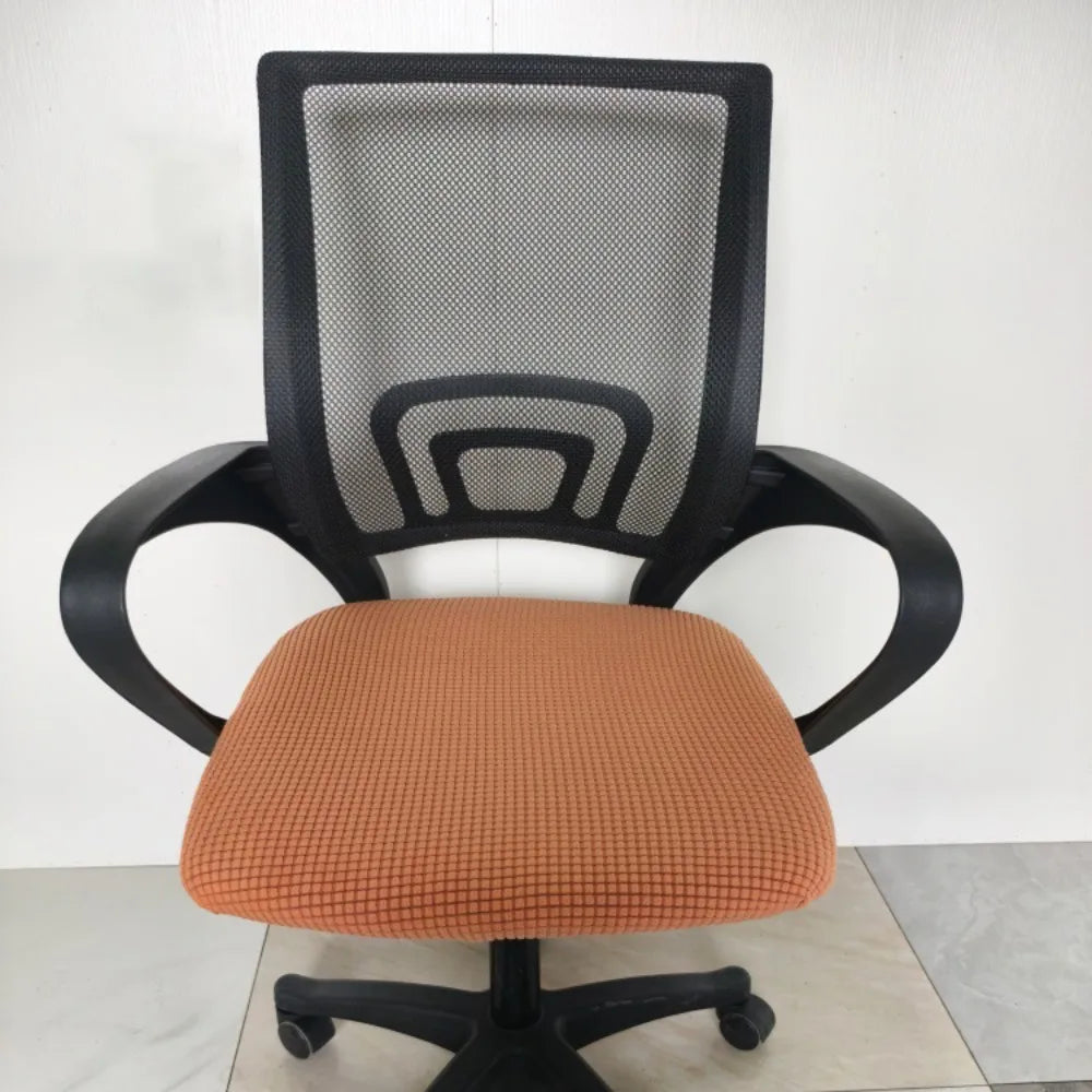 New Velvet Office Chair Seat Covers Thickened Washable Chair Dustproof Cover Removable Solid Color Chair Cover Peaceful Pleasures Health and Wellness Orange