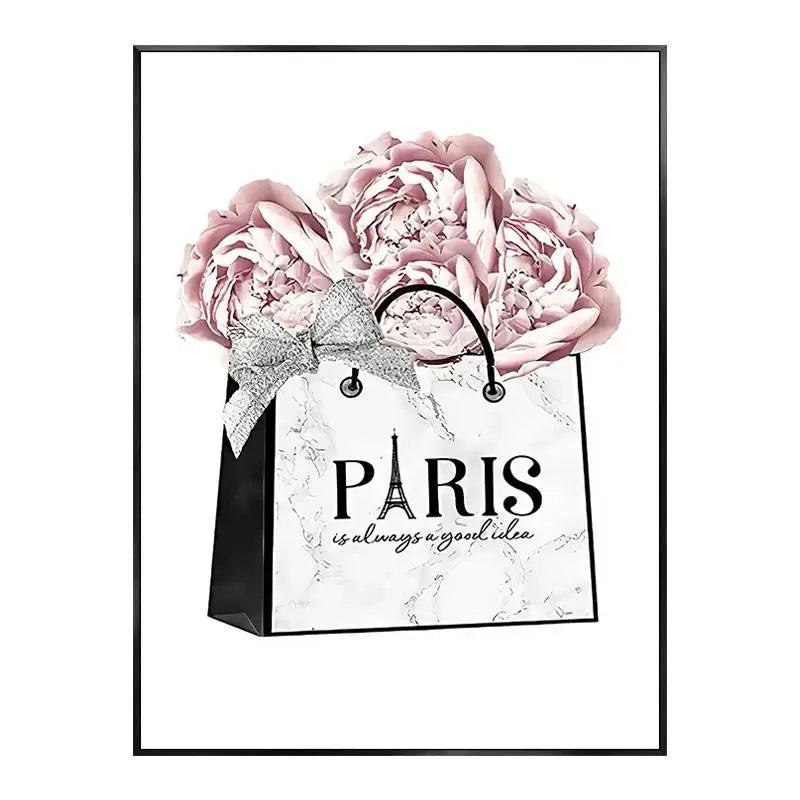 Pink Flower Makeup Girls Canvas Wall Art | Nordic Room Decor