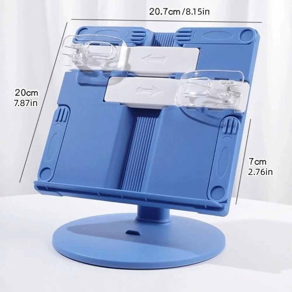 Height Adjustable Lifting Reading Bookshelf with Page Clip Non-Slip Base Tablet Books Holder Multifunctional Folding Peaceful Pleasures Health and Wellness