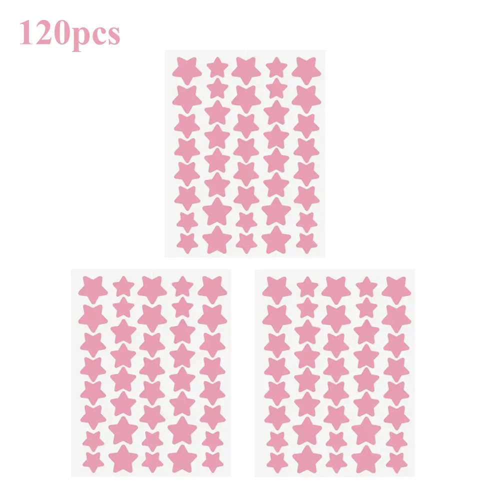 40pcs/120pcs Colorful PE Pimple Patches Cute Star Shaped Pimple Cover Sticker Invisible Pimple Cover Removal Pimple Patch Peaceful Pleasures Health and Wellness Pink-120pcs