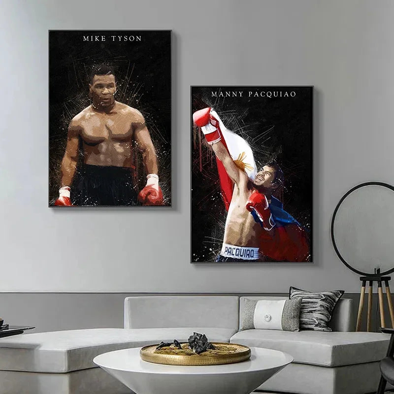 Modern Sports Aesthetics Wall Art Boxer Mike Tyson Manny Pacquiao HD Canvas Poster Prints Home Bedroom Living Room Decor Peaceful Pleasures Health and Wellness