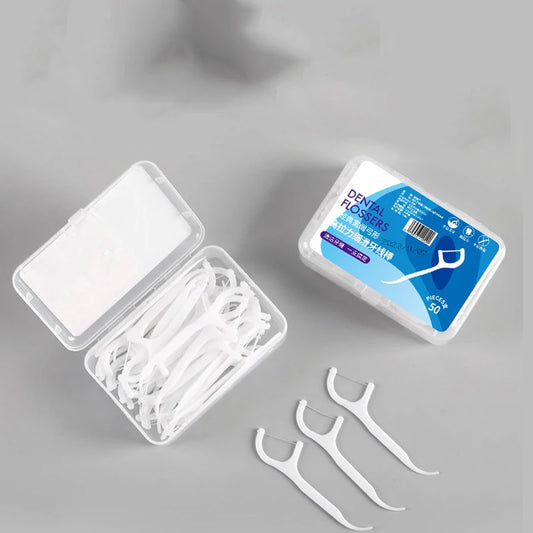 1/2/3/5/10 Boxes of Dental Floss 50 Pieces in A Box Portable for Cleaning Teeth Ultra-fine Floss Sticks That Won't Hurt The Gums Peaceful Pleasures Health and Wellness