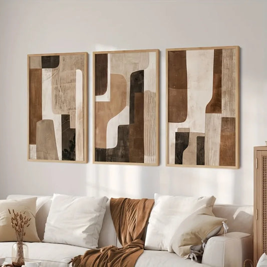 Set of 3 Large Abstract Art Canvas Poster, Boho Modern Wall Decor, Artwork for Living Room, Bedroom, Kitchen, Home Decor Unframe Peaceful Pleasures Health and Wellness