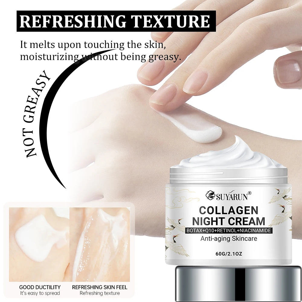 SUYARUN Night Repair Cream - Collagen Booster with Niacinamide & Ginger, Anti-Aging, Brightening & Moisturizing Face Cream. Peaceful Pleasures Health and Wellness