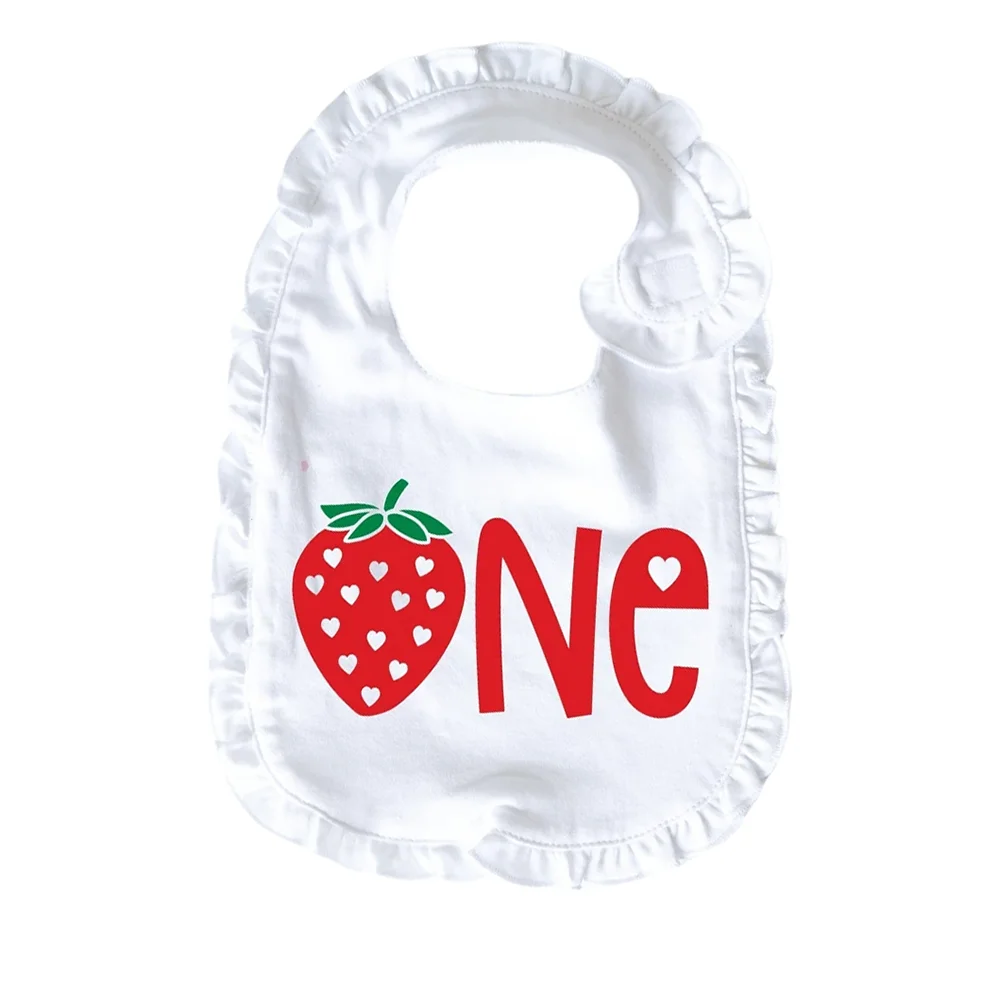 Strawberry First Birthday Bib – Cake Smash & Photo Prop Baby Birthday Bib Peaceful Pleasures Health and Wellness Bib 1pcs