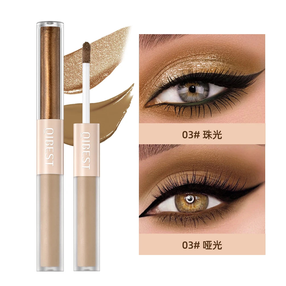 QIBEST Double-ended Flash Liquid Eyeshadow Contour Blush Pigment Silk Flash Matte Natural Blush Makeup Cream Peaceful Pleasures Health and Wellness 3