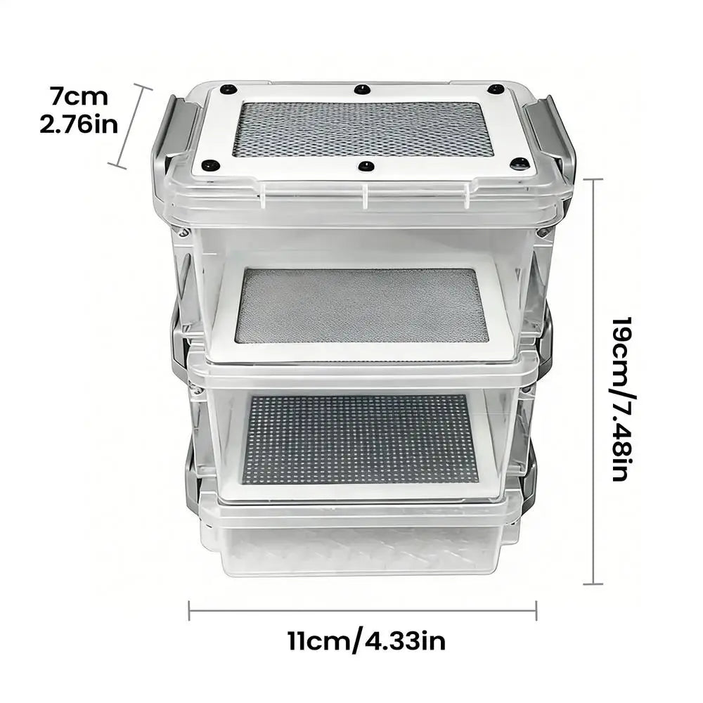 3-Layer Mealworm Breeding Kit Silkworm Feeder Bin Corn Worm Breeder Box for Pet Parents Animal Lovers Keepers Breeders Hobbyists Peaceful Pleasures Health and Wellness Black