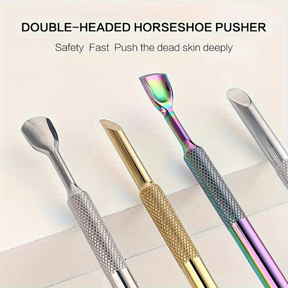 Russian-Style Double-Ended Stainless Steel Nail Pusher with Beveled Edge for Manicure, Pre-Treatment Tool for Removing Cuticles and Shaping, Available in 3 Colors Peaceful Pleasures Health and Wellness