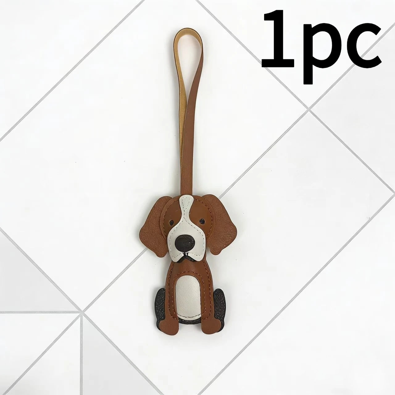 Cute Border Collie Dog Keychain Leather Pendant Car Bag Hanging Ornament Lovely Puppy Key Ring Purse Backpack Charm Accessories Peaceful Pleasures Health and Wellness Brown 1pc