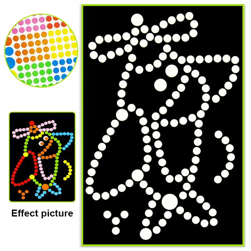 Children Colorful Round Dot Puzzle Stickers Cartoon Animal Mosaic
