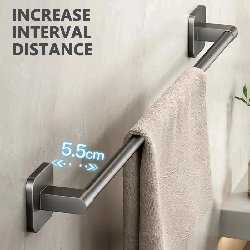 No-Drill Suction Cup Towel Bar | Wall Mounted Aluminum Rack