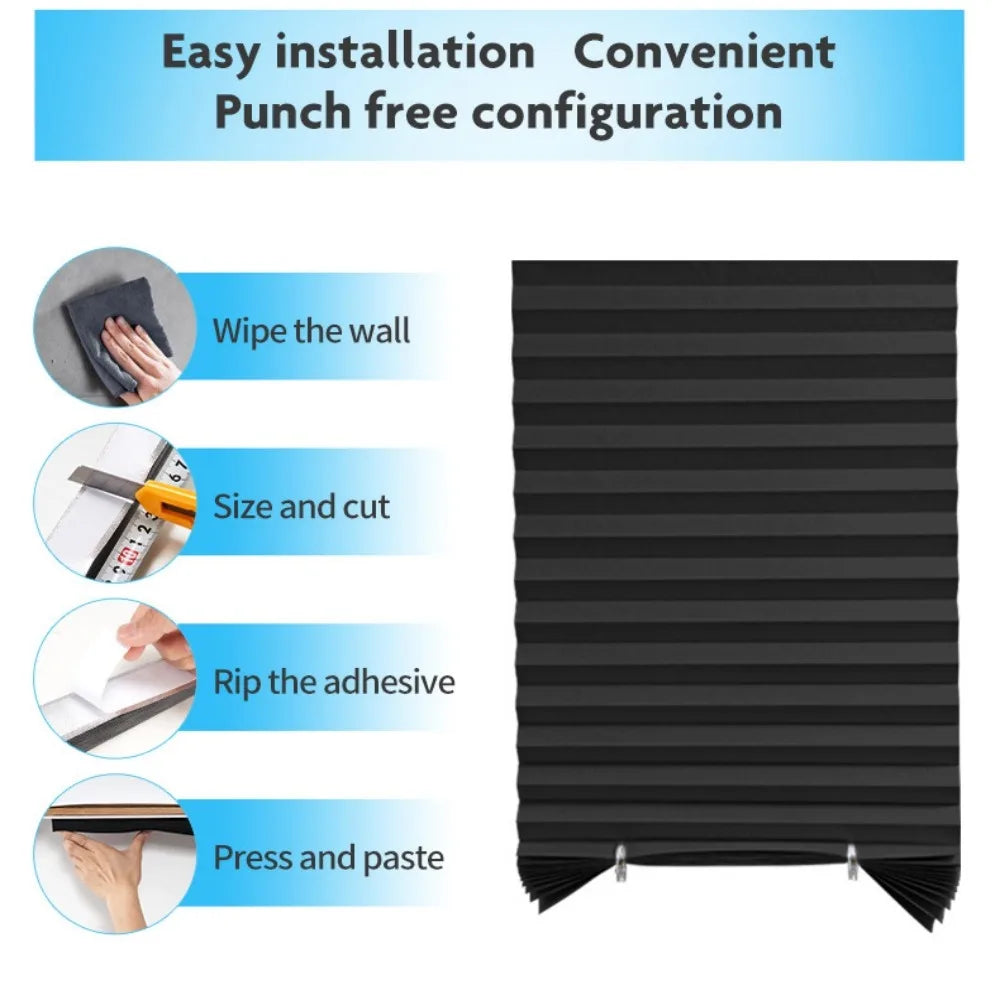 Self-Adhesive Pleated Blackout Roller Blinds | No-Drill Shade