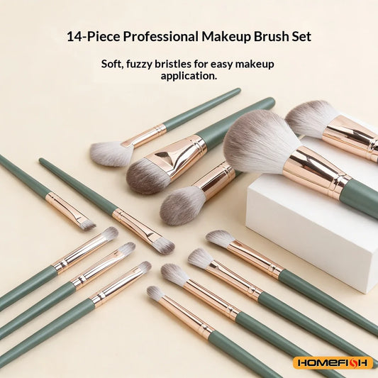 Cosmetic Powder & Blush Blending Brush Set – 14Pcs Soft Fluffy Makeup Tools for Eye Shadow & Foundation Peaceful Pleasures Health and Wellness