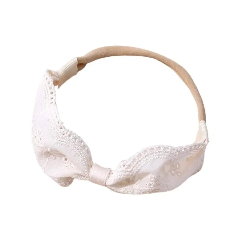 Embroidered Baby Headband – White Lace Infant Hair Ornament