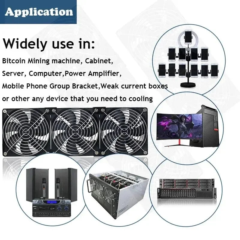 120mm 3000RPM Fan Cooling with Controller 12cm 12V 220V Btc Machine Chassis Workstation Cabinet Radiator Server Fan Peaceful Pleasures Health and Wellness