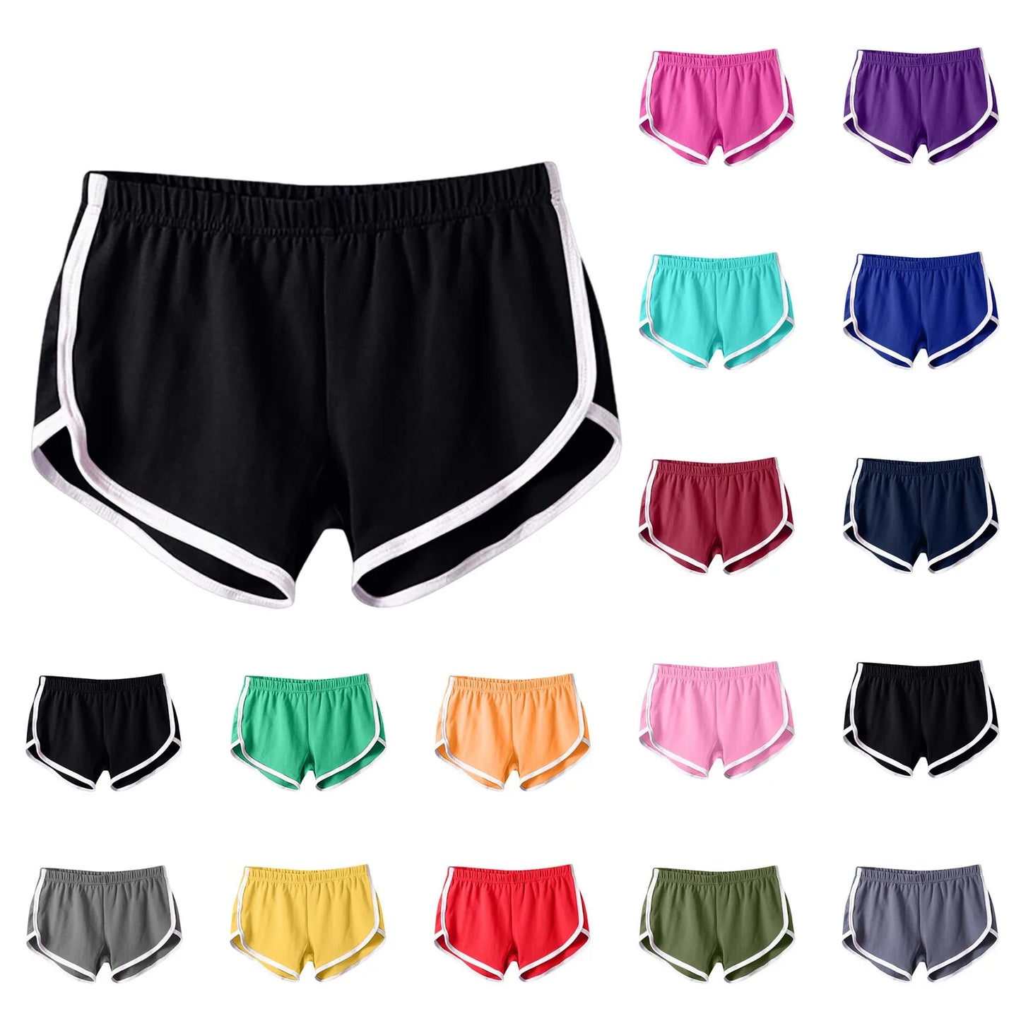 Sports Shorts Women Summer New Candy Color Anti Emptied Skinny Shorts Casual Lady Elastic Waist Beach Correndo Short Pants Peaceful Pleasures Health and Wellness