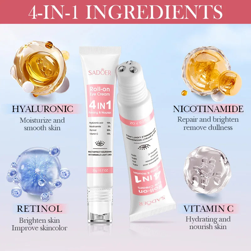 1/2/3pcs SADOER Eye Cream Retinol Nicotinamide Hyaluronic Acid Vitamin C Anti Dark Circle 4in1 Moisturizing Anti-Aging Eye Serum Peaceful Pleasures Health and Wellness