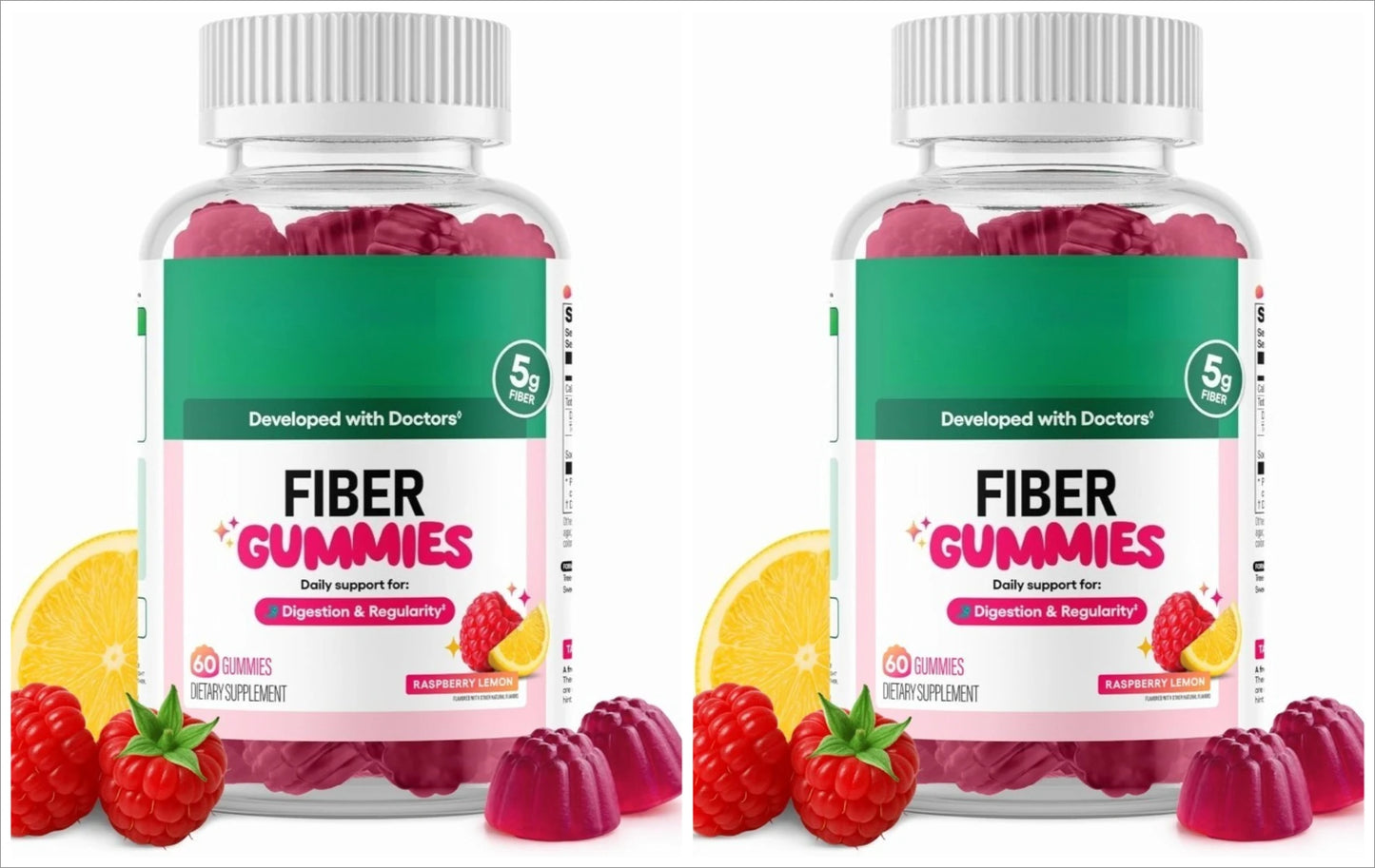 Fiber Gummies Chicory Root Prebiotic | Raspberry Lemon | 60ct