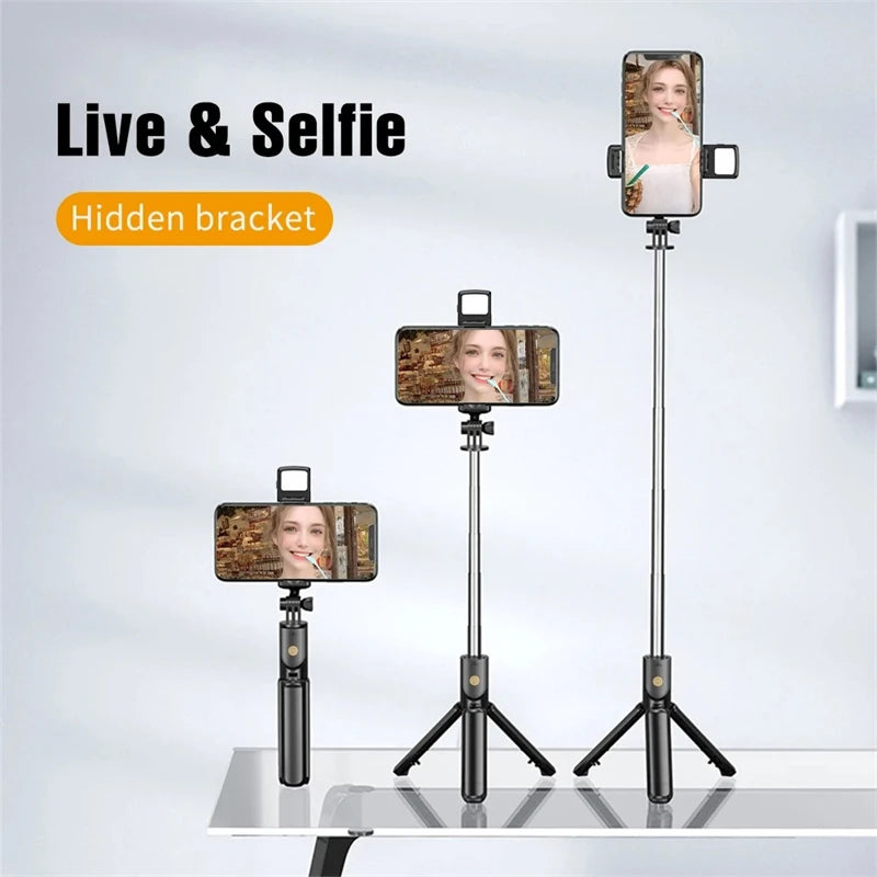 Selfie Stick Wireless Tripod Stand with Light Bluetooth Remote Extendable Tripod for iPhone Mobile Phone Live Streaming Peaceful Pleasures Health and Wellness