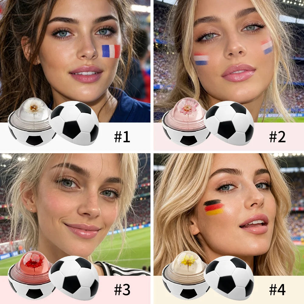 Kick & Glow Soccer Lip Balm Deep Hydrating Repair Soccer Appearance Design Silky Texture Flower Color Changing Lipstick Peaceful Pleasures Health and Wellness
