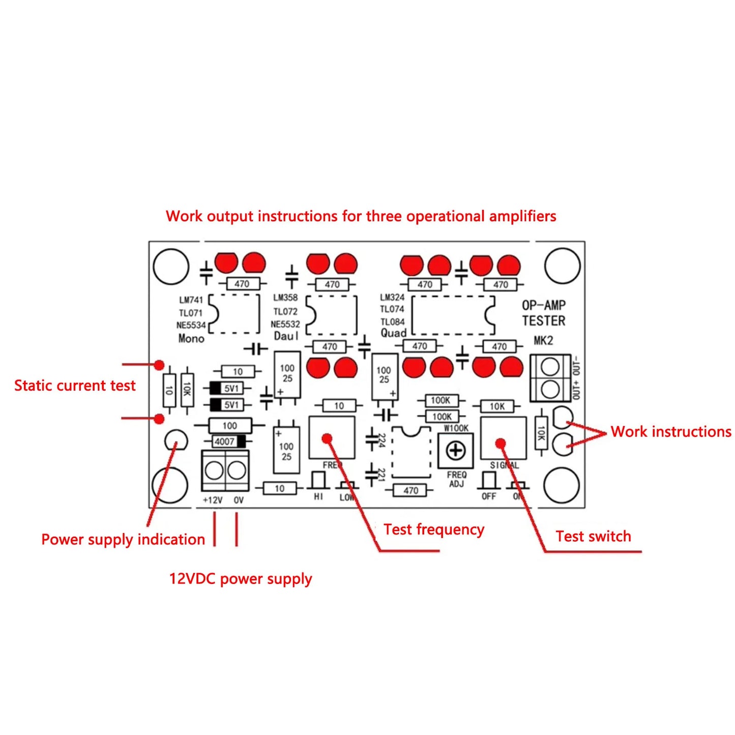 Operational Amplifier Test Board OP AMP Testing Module Single Double