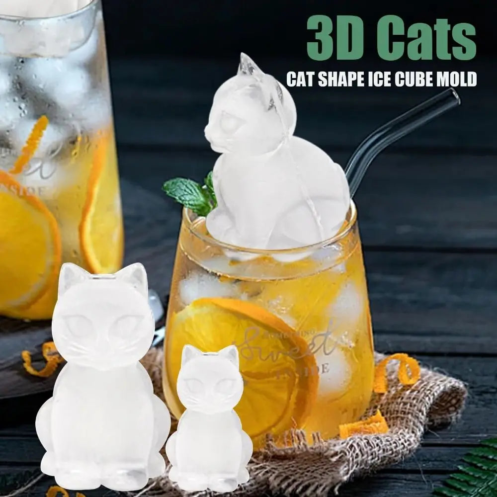 3D Cat Ice Cube Mold | BPA-Free Silicone, 4 Cavities