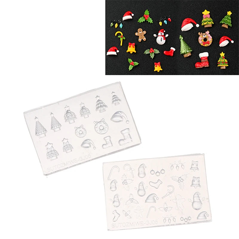 3D Silicone Nail Mold For DIY Nail Art Christmas Tree Snowman Bell Gingerbread Man Transparent Design Template Manicure Tool Peaceful Pleasures Health and Wellness