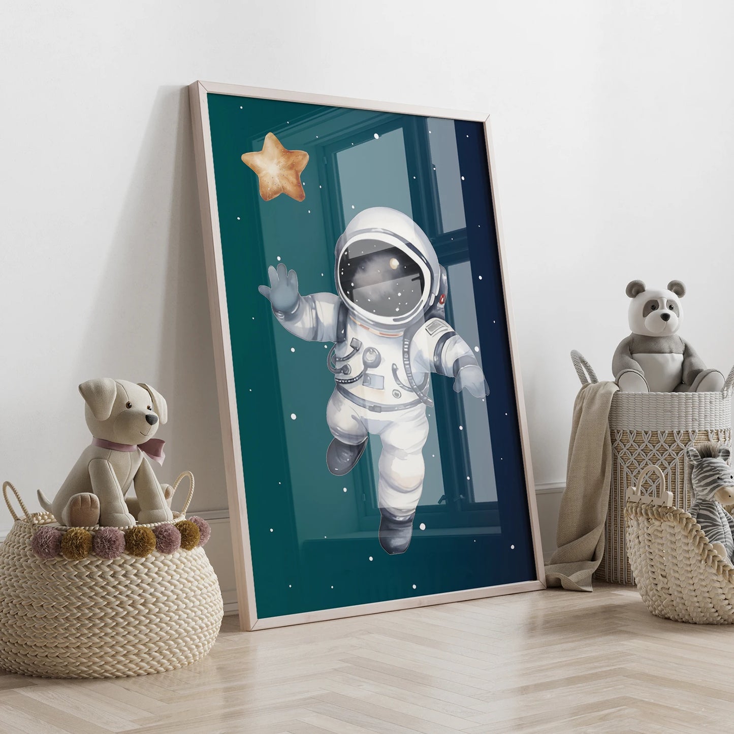 3-Piece Personalized Blue Planet Canvas Wall Art | Kids Room