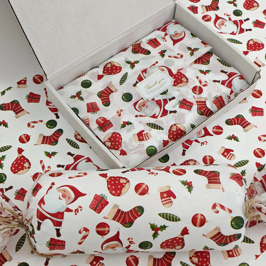 Christmas Tissue Paper 10/20 Sheets – Santa & Holiday Patterns Holiday Tissue Paper Peaceful Pleasures Health and Wellness