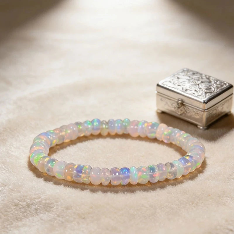 Elegant Opal Stretch Bracelet | Natural Gemstone Gift for Women