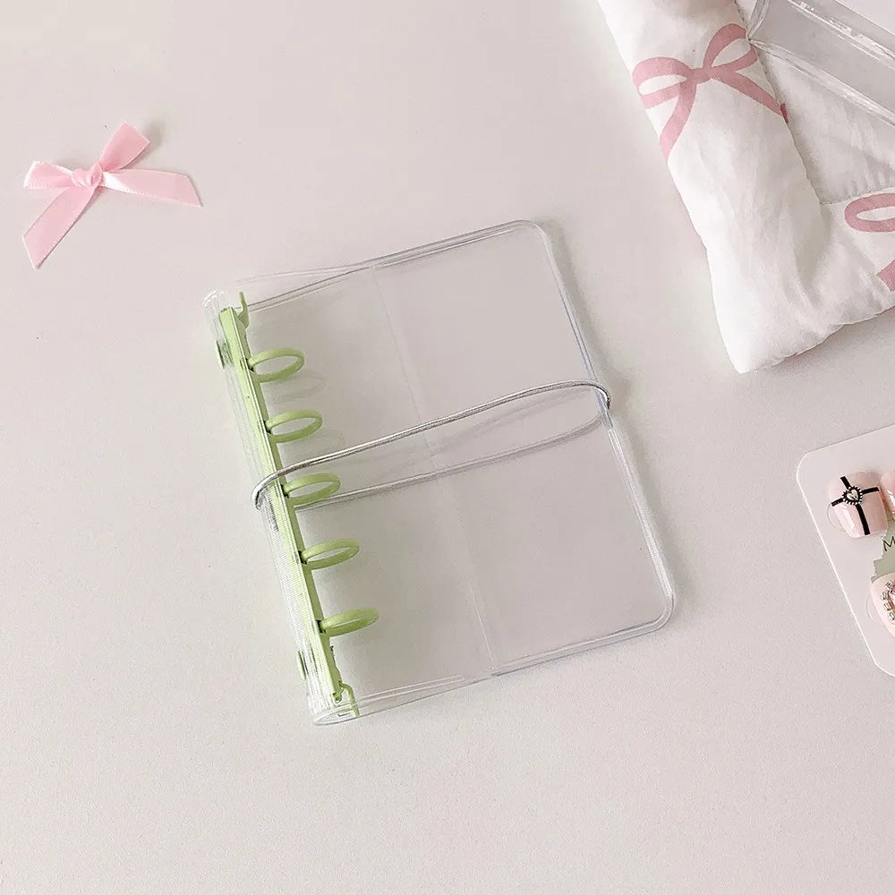 Portable Clear View Transparent Display Album Cover Waterproof PVC M5 Photo Card Holder Idol Pictures Storage Loose-Leaf Booklet Peaceful Pleasures Health and Wellness Green M5 Cover