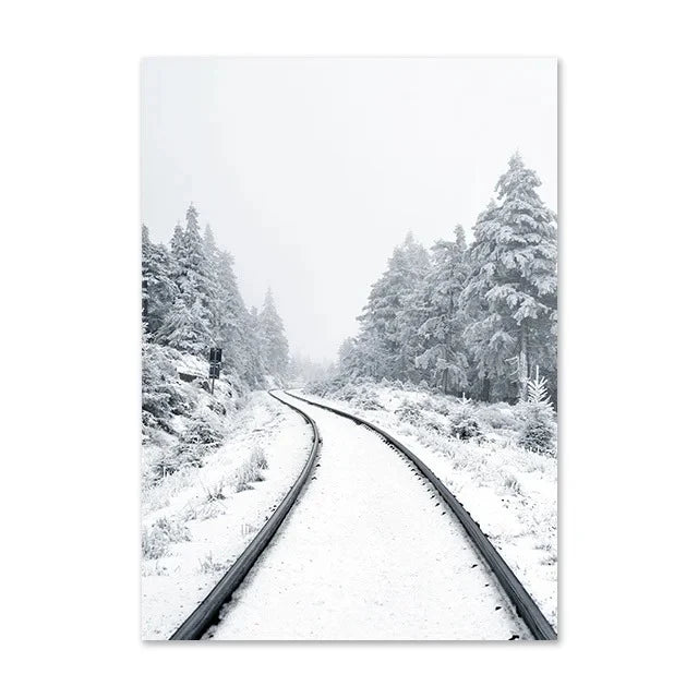 Christmas Deer & Squirrel Snow Scene Canvas Wall Art Print