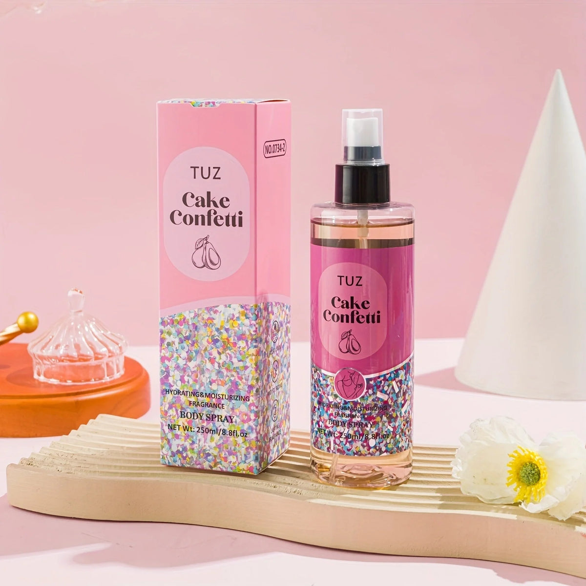 Alcohol-Free Body Spray with Coconut Fragrance 250ml Peaceful Pleasures Health and Wellness 0734-2 Cake Confetti Option 1