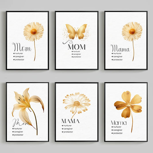 Nordic Yellow Flower Butterfly Canvas Wall Art | Modern Print Canvas Wall Art Peaceful Pleasures Health and Wellness