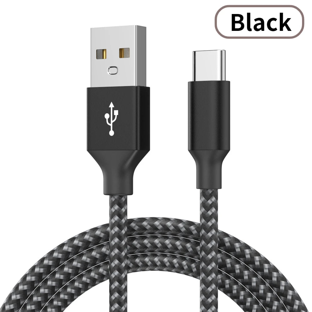 USB To Type-C Nylon Data Cable Supports 10A Ultra-Fast Charging 1m/3m Pptional Both Electrical Charging And Data Transmission Peaceful Pleasures Health and Wellness USB to Type-c Black 1m