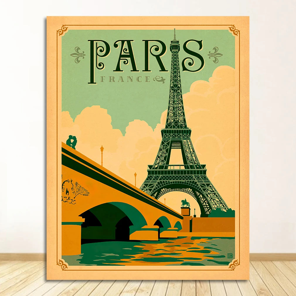 Paris France Vintage Canvas Wall Art Poster | Unframed Print Canvas Wall Poster Peaceful Pleasures Health and Wellness 1769-03 40x60cm Unframed