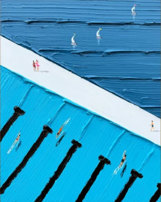 Abstract Werner Bronkhorst Painting Art Posters Prints Blue Texture Pool Swimming Minimalist Canvas Painting Modern Home Decor Peaceful Pleasures Health and Wellness 16 35x45cm