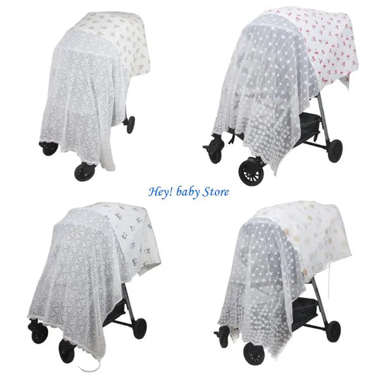 Baby Stroller Canopy Sunshade & Fly Net | Full Coverage 135x120cm Stroller Canopy Cover Peaceful Pleasures Health and Wellness