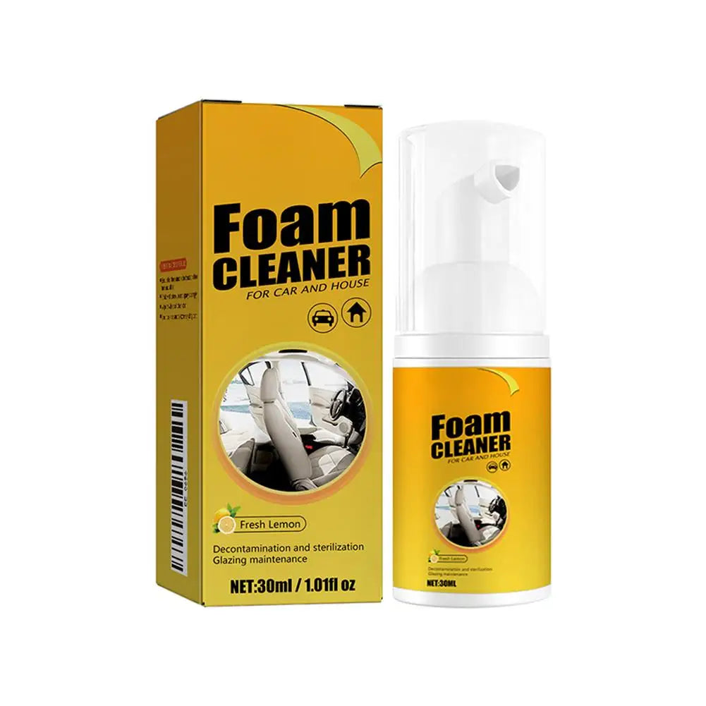 Car Interiors Leather Seats Shoes Multipurpose Foam Cleaner Fresh Lemon Scent Car Steering Wheel Decontamination Cleaning Spray Peaceful Pleasures Health and Wellness 30ml