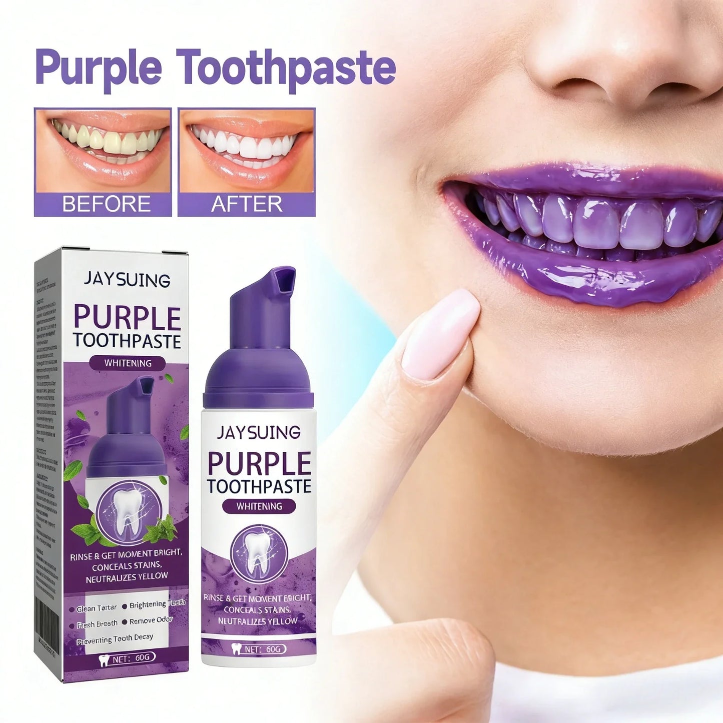 Purple Toothpaste Whitening Serum – Bright Smile & Fresh Breath