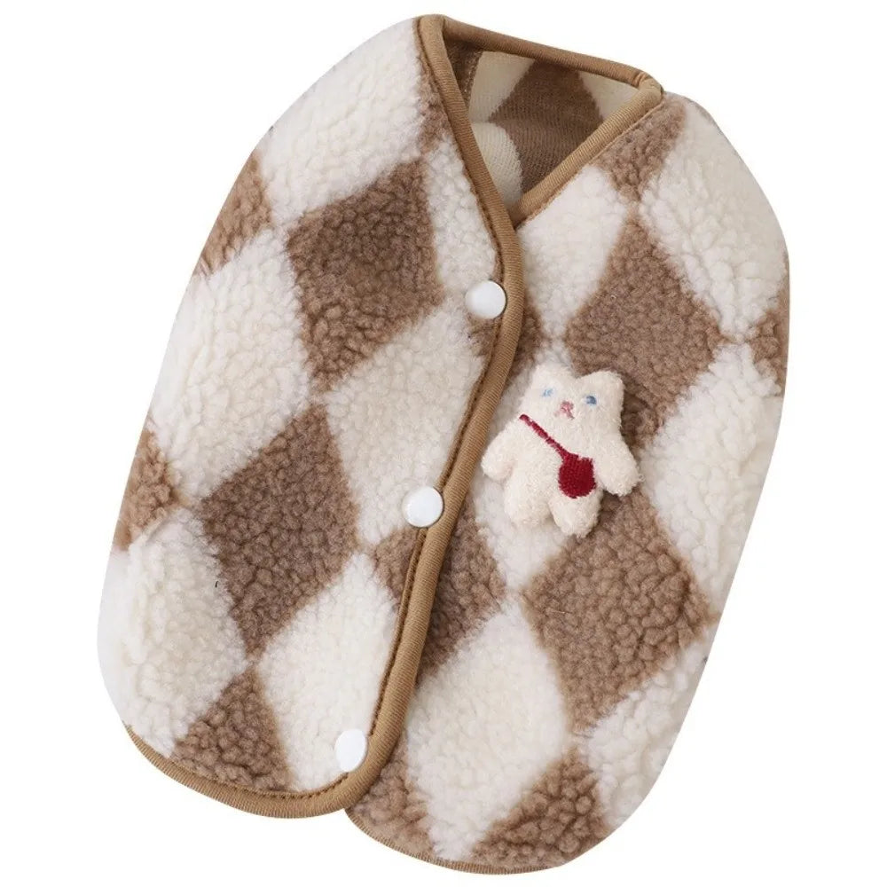 Plaid Fleece Dog Vest Coat | Cozy Winter Outfit S–XXL